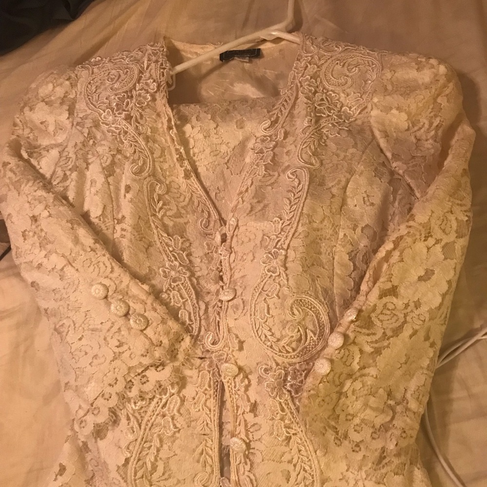 Vintage Cachet By Bari Protas Lace Skirt Suit M/L
